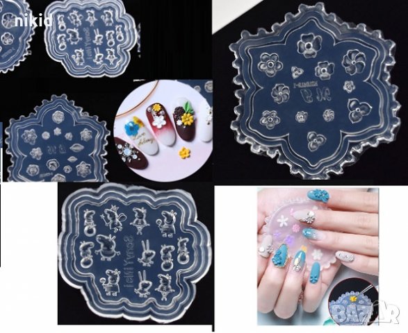 Пепа цветя силиконов молд калъп матрица форма за акрилни фигурки декорация с акрил за нокти маникюр