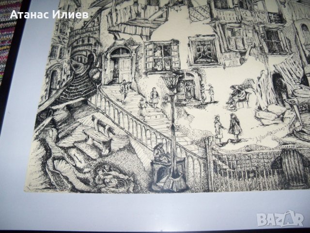 "Чуден град" страхотна картина -графика на худ. Десислава Илиева, снимка 11 - Картини - 32148393