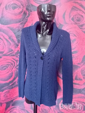 Тъмно синя жилетка плетиво с едно копче С/М 