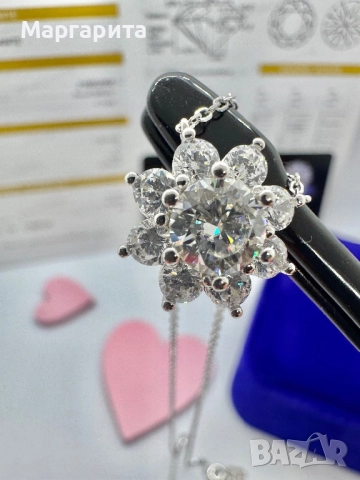 Сребърно колие с мойсанит (Диамант) 1 карат