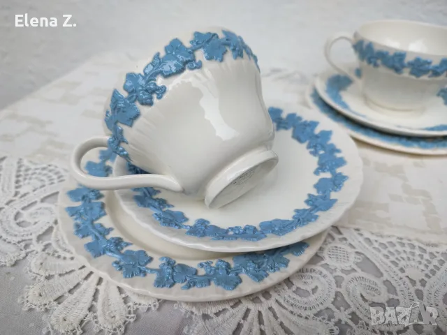 Прекрасни сетове за чай бели със синьо Wedgwood Queensware