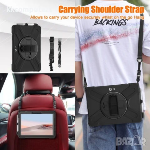 Microsoft Surface Go 4 / 3 / 2 / 1 Tablet Case/Pen Slot /Hand Band/360° Swivel Kickstand Удароустойч, снимка 13 - Калъфи, кейсове - 51027621