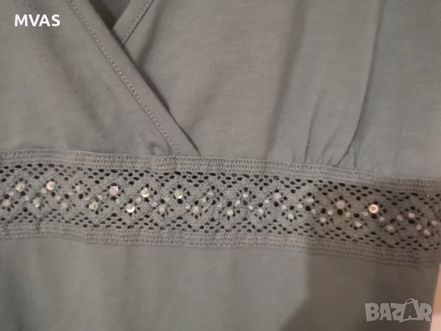 Топ M размер зелен с ръкави волани, снимка 3 - Корсети, бюстиета, топове - 36906336