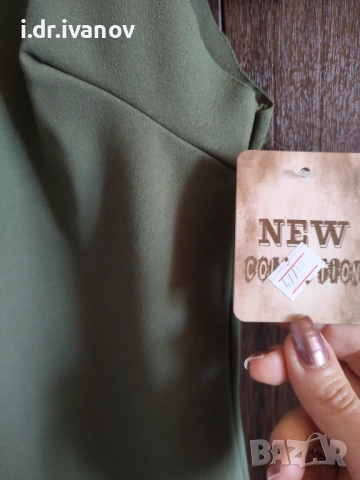 нова зелена еластична блуза с изрязани части, снимка 6 - Тениски - 54179258