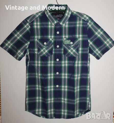 Superdry Карирана мъжка риза къс ръкав S/M (КАТО НОВА), снимка 2 - Ризи - 34209951