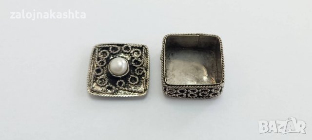 Сребърна кутийка с перла-10,03гр/925, снимка 2 - Колиета, медальони, синджири - 38588059