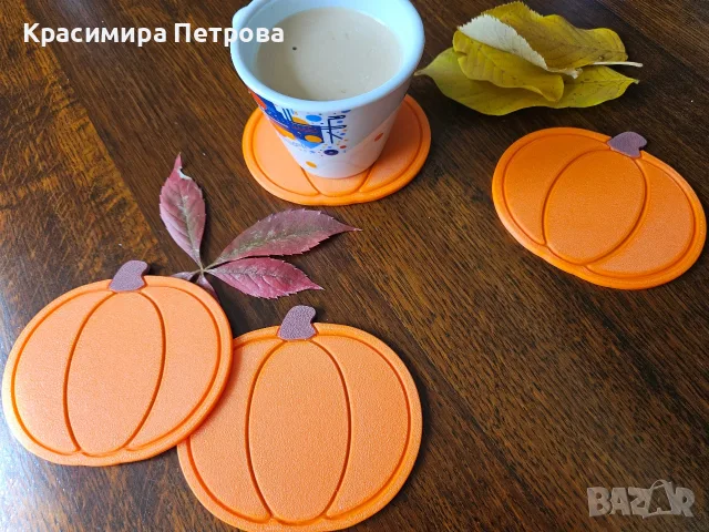 Подложки за чаши с форма на тиква, снимка 3 - Аксесоари за кухня - 56321565