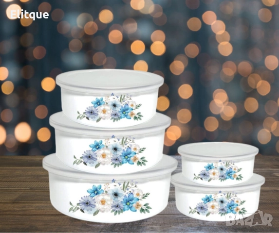 Комплект емайлирани купи за съхранение, снимка 4 - Други - 52786813