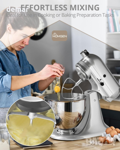 HOMGEN Оригинална бъркалка от неръждаема стомана Flex Edge 304 за миксер Kitchenaid 4.5/5 QT, снимка 5 - Миксери - 44531722