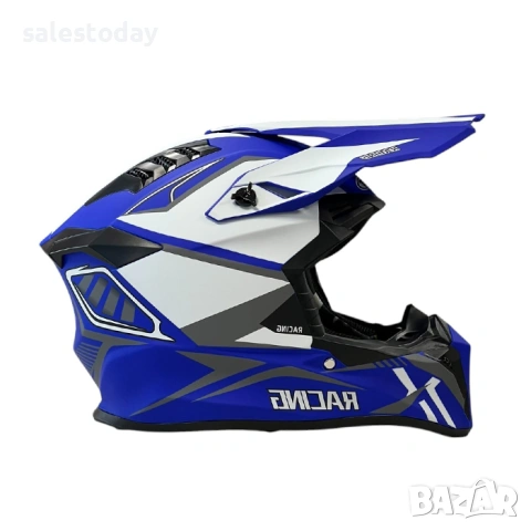 Кросова Каска за Мотокрос и Ендуро, Cross Helmet, Blue, снимка 3 - Аксесоари и консумативи - 53910051