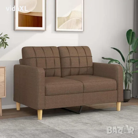 vidaXL 2-местен диван, Кафяв, 120 см, плат, снимка 2 - Дивани и мека мебел - 56147317