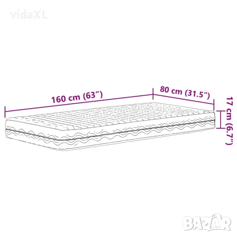 vidaXL Дунапренов матрак за деца, бял, 80x160 см, твърдост H2 H3, снимка 8 - Матраци - 56147493