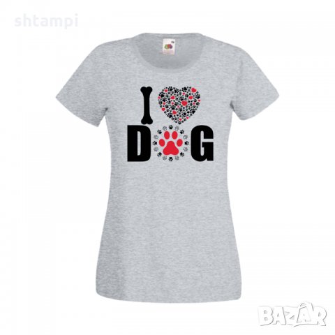 Дамска тениска Свети Валентин I Love Dog, снимка 2 - Тениски - 35647609