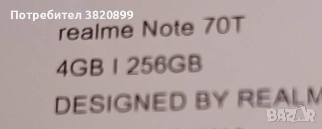 Телефон Realme note 70 T - 256 GB, снимка 3 - Други - 53191838