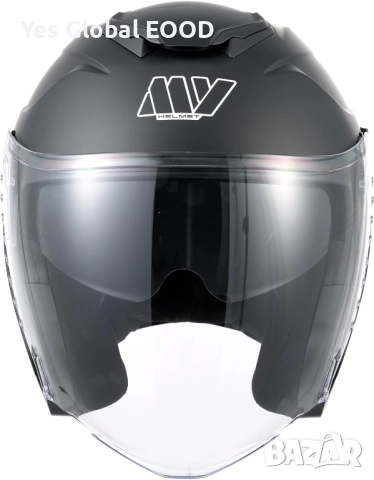 MY-835 джет каска с визьор, ECE 22.06, матово черна, M N5, снимка 2 - Аксесоари и консумативи - 51910818