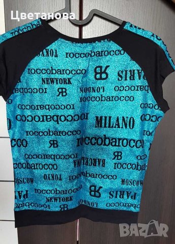 Италианска блузка с блясък ROCCOBAROCCO, снимка 2 - Тениски - 29452081