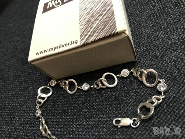 Сребърна гривна с бял циркон от "My Silver", снимка 3 - Гривни - 36703242