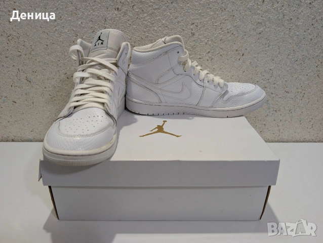 Nike Air Jordan 1 Mid White Snakeskin - 44.5, снимка 13 - Маратонки - 53198113
