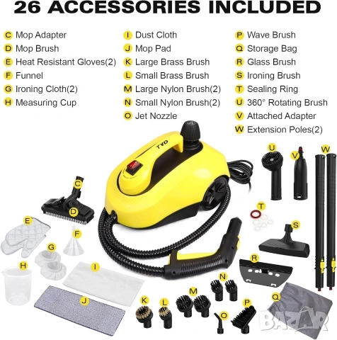 Мултифункционална парочистачка TVD SW-608, 1800W с 26 приставки, снимка 6 - Парочистачки и Водоструйки - 53294414