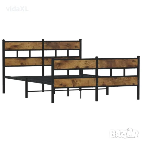 vidaXL Метална рамка за легло, без матрак, опушен дъб, 160x200 см, снимка 3 - Спални и легла - 56147051
