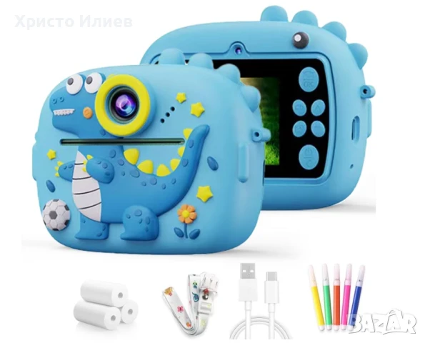 Детска камера с функция за печат Детски фотоапарат с дисплей за моментни снимки Розов, снимка 4 - Други - 49857747