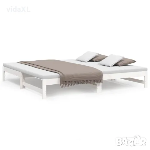 vidaXL Разтегателно дневно легло, бяло, 100x200 см, бор масив