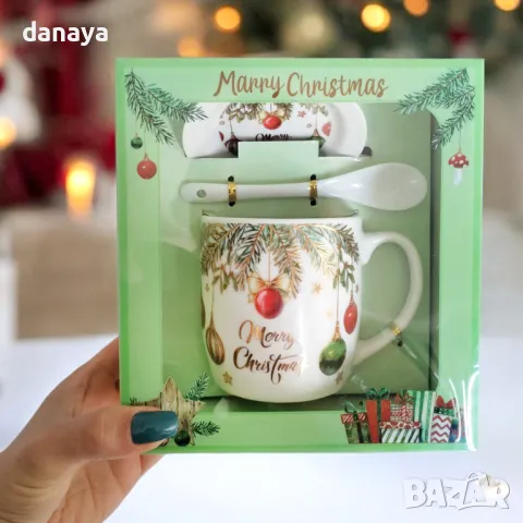 5324 Коледна чаша с капаче и лъжичка в подаръчна кутия, 320 мл, снимка 7 - Чаши - 47606409