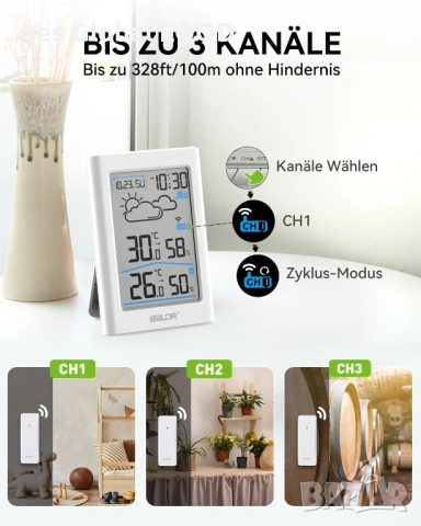 BALDR безжична метеостанция с външен сензор и DCF часовник, снимка 5 - Друга електроника - 53019046