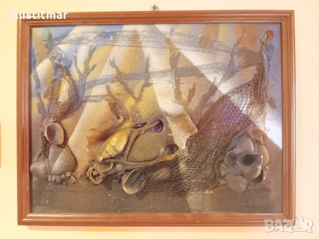 Картина с рапани и морски декор, снимка 2 - Картини - 53069663