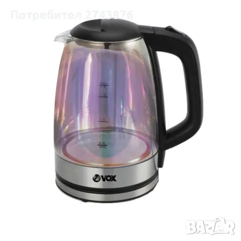  Електрическа Стъклена кана VOX WK 8006, 1.7L, снимка 2 - Кани - 48155708