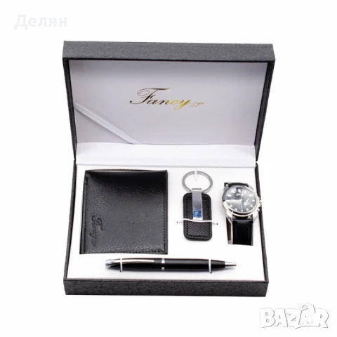 Елегантен мъжки комплект – Часовник, портфейл, химикал и ключодържател., снимка 1