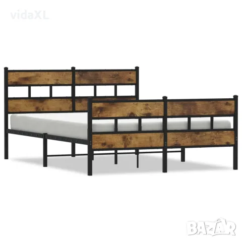 vidaXL Метална рамка за легло, без матрак, опушен дъб, 160x200 см