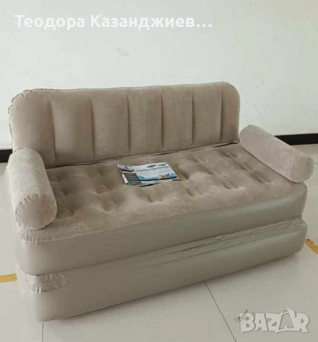 Двоен надуваем матрак с разтегателен диван за спане, снимка 2 - Дивани и мека мебел - 53068059