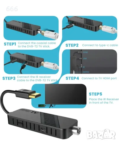 HD-line Цифров ефирен DVB-T2 2024 Full HD 1080P декодер, Bluetooth дистанционно, снимка 2 - Приемници и антени - 56108158