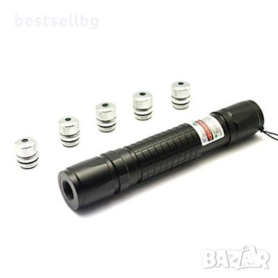 Мощен зелен акумулаторен лазер пойнтер 500mW приставки точка лъч фенер, снимка 4 - Измервателни инструменти - 29229698