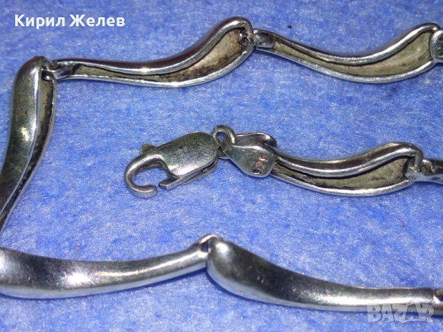 ЕЛЕГАНТНА СРЕБЪРНА ГРИВНА СРЕБРО 925 с БЯЛА ПОЗЛАТА ДИЗАЙНЕРСКО АРТ БИЖУ 43193, снимка 10 - Гривни - 44723552