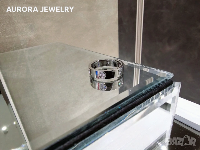 CARTIER Love White Gold 6 Diamonds Classic Model Пръстен, снимка 5 - Пръстени - 53237940