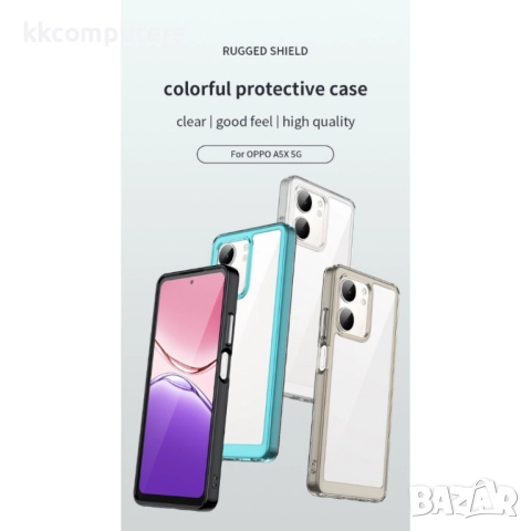 Oppo A5x 5G / 4G Силиконов Калъф TPU+Acrylic и Протектор, снимка 9 - Калъфи, кейсове - 52057010