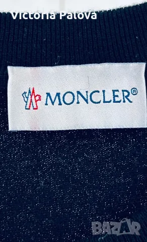 Фин меринос черна блуза/тениска MONCLER, снимка 8 - Тениски - 43486540