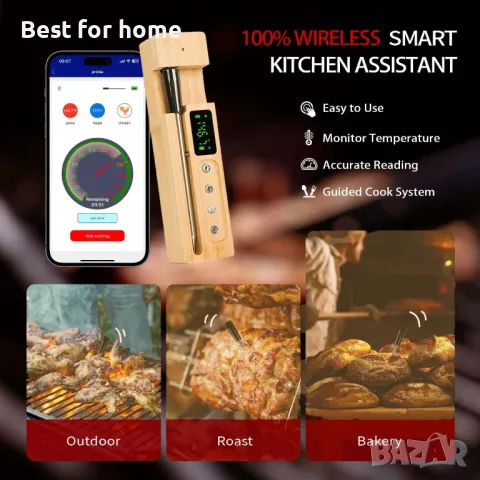 Bluetooth термометър за месо с LCD дисплей  и аларма CirSureas, снимка 3 - Друга електроника - 49879969