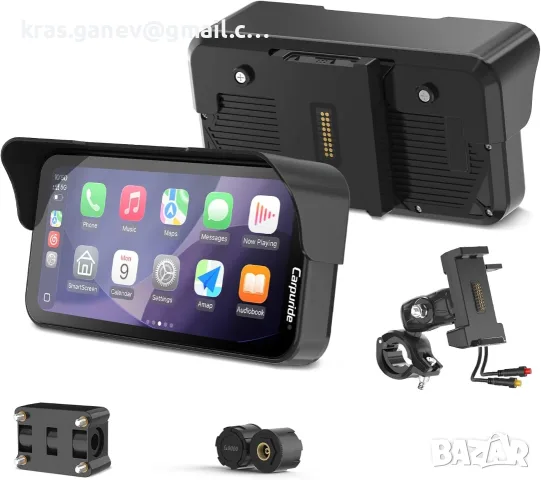 CARPURIDE W603ST – 6.3″ дисплей за мотор, CarPlay/Android Auto и TPMS