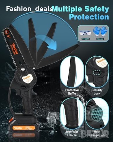 Нов Мини моторен трион с батерия и вериги за рязане дърва градина двор, снимка 2 - Градински инструменти - 42241461