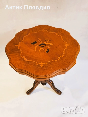 Помощна масичка с интарзия, снимка 3 - Маси - 52737354