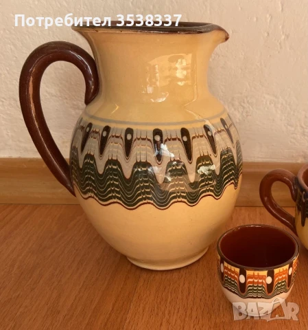 Троянска керамика кана за вино/ вода + чашка за ракия , снимка 5 - Други - 44853943