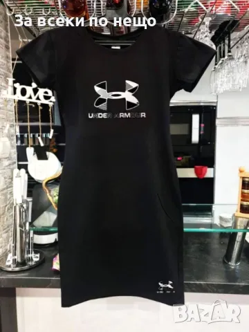 Under Armour👗Guess👗Puma👗Adidas👗Emporio Armani Дамска Черна Рокля С Къс Ръкав Код D2406, снимка 3 - Рокли - 50044425