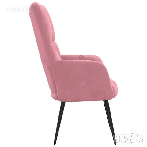 vidaXL Релаксиращ стол, розов, кадифе, снимка 4 - Столове - 56146828