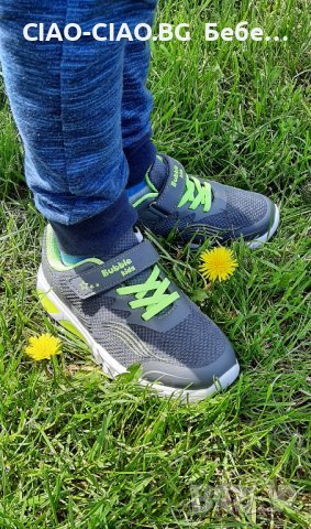 №30, СВЕТЕЩИ маратонки за момче BUBBLE Kids в сиво със зелени акценти, снимка 3 - Детски маратонки - 32249221
