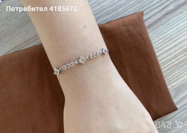 Ефектна сребърна гривна с камъни , снимка 2 - Гривни - 56247475