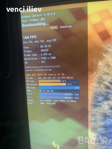 Asus tuf rtx 3070 8 gb vram gpu видео карта, снимка 8 - Видеокарти - 55793288