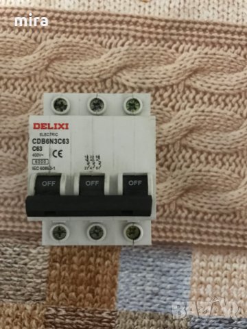 Автоматичен прекъсвач DELIXI CDB6N3C63 63А/3P, снимка 1 - Друга електроника - 29208526